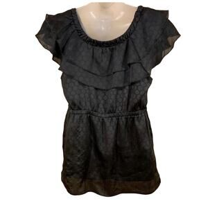 Y2K Ruffle Layer Blouse Feminine Whimsigoth Flounce Polka Dot Fairygoth Chiffon